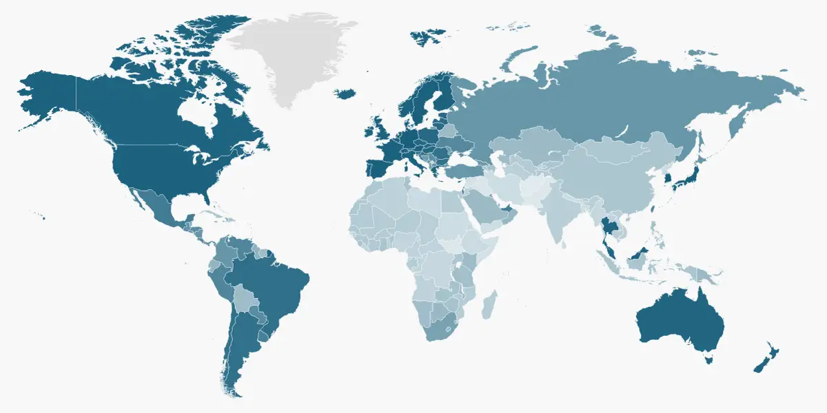 Illustration of world map analysing passport strength and travel rankings